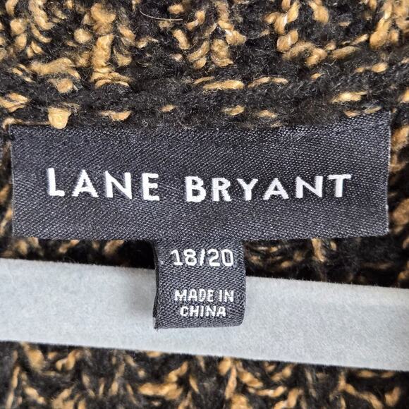 LANE BRYANT size 18 20 V Neck Oversized Ribbed Knit Drop Shoulder Brown Stiped - Picture 3 of 6